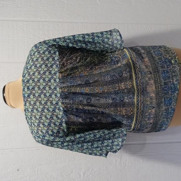 Olive Hill small Bohemian boho hippie blouse sheer - Picture 5 of 9